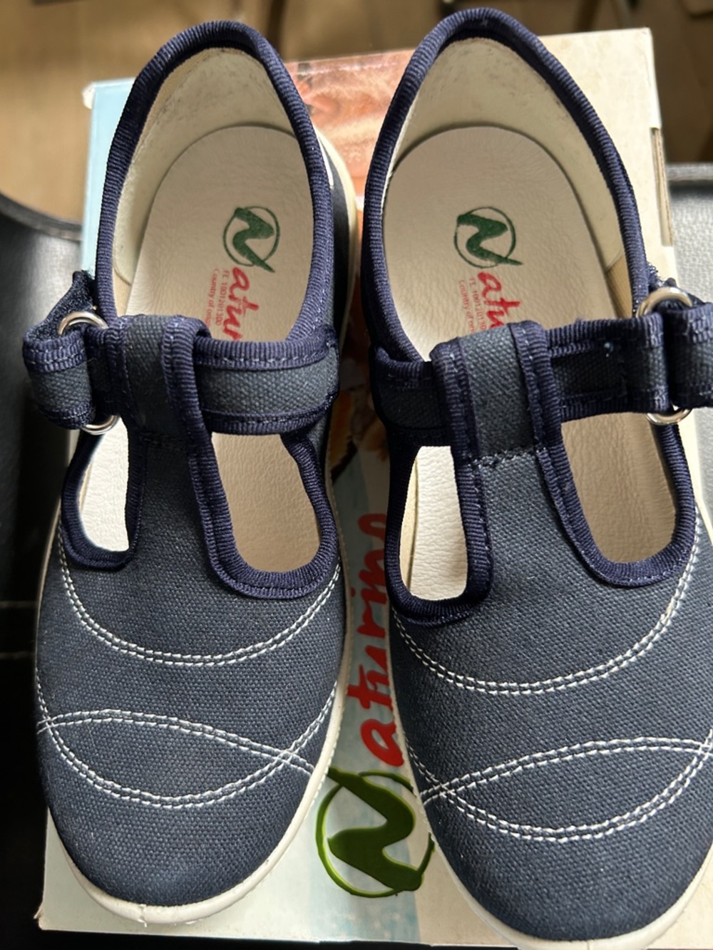 Naturino Navy T-Strap Canvas Mary Janes for Kids. NWT. Size 30 euro/12-12.5 US